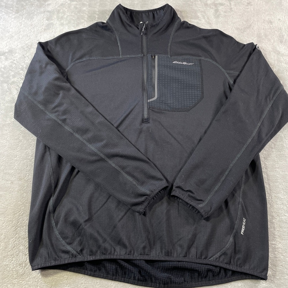 Eddie Bauer First Ascent 1/4 Zip Pullover Mens XL Tall Black Fleece Outdoor Fall